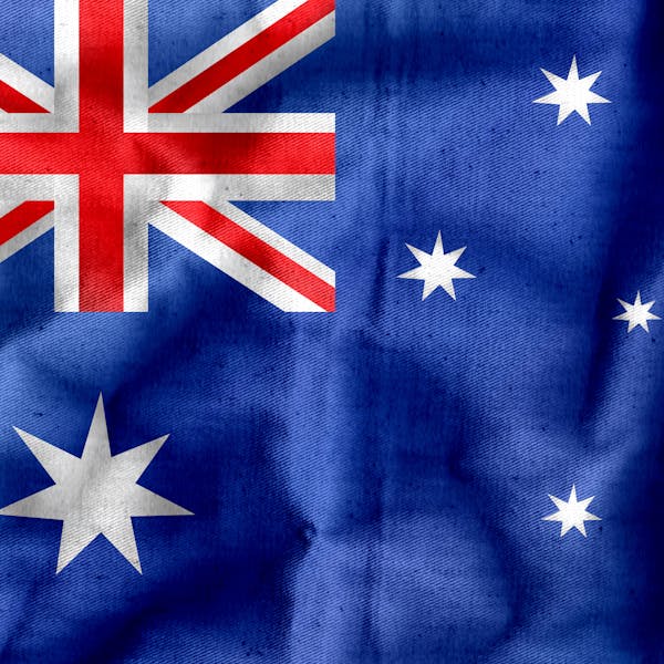Vibrant detailed texture of the Australian flag with stars and Union Jack.